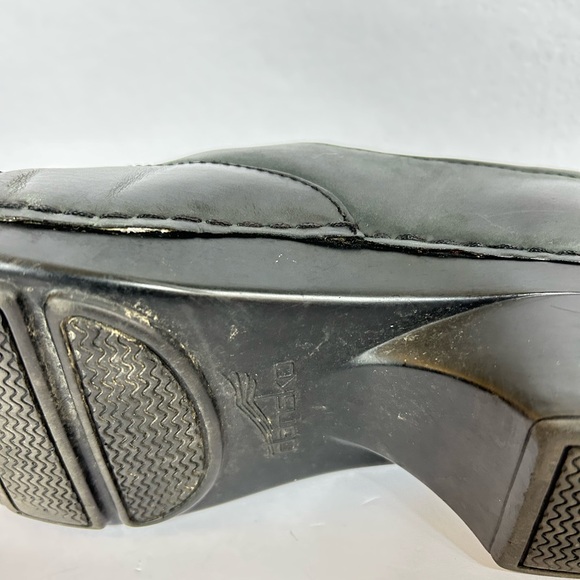 Dansko Platform Black Leather Slip-On Clogs Elastic Side Women Work Shoe Sz 7.5 - Picture 11 of 13